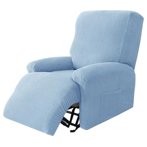 Surwin Sesselschoner für Relaxsessel mit Armlehnen, Stretchhusse für Relaxsessel Anti-Rutsch Fernsehsessel Bezug mit Taschen Sesselbezug Stretch Elastisch (1 Sitzer,5#Himmelblau) von Surwin