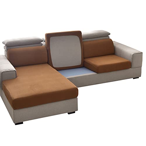 Surwin Sofa Sitzkissenbezug Stretch Sitzkissenschutz, Polarfleece Stretch Kissenbezug Sofakissen Schonbezug Sofasitzbezug für Sofa Sitzkissen Möbelschutz (Kamel,1 Sitzer Plus) von Surwin