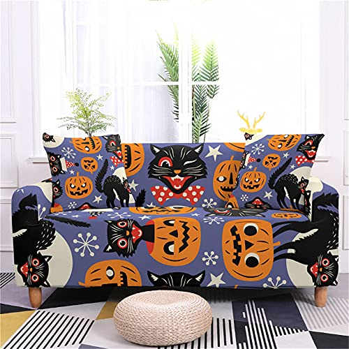 Surwin Sofabezug Sofa Überwürfe 1 2 3 4 Sitzer, 3D Muster Elastische Stretch Universal Sofahusse Sofa Abdeckung Schonbezug Couchbezug für Armlehnen Sofa (Halloween 7,3 Sitzer) von Surwin