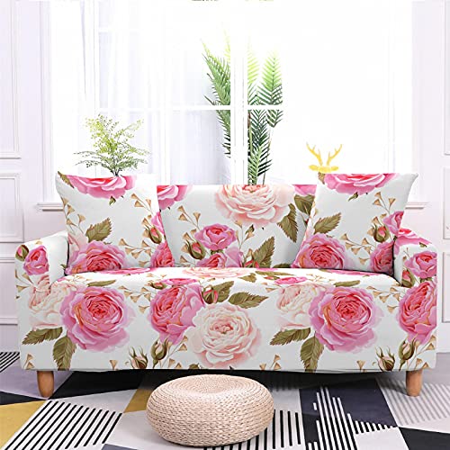 Surwin Sofabezug Sofa Überwürfe 1 2 3 4 Sitzer, 3D Rose Elastische Stretch Universal Sofahusse Sofa Abdeckung Schonbezug Couchbezug für Armlehnen Sofa (Rosa,1 Sitzer) von Surwin