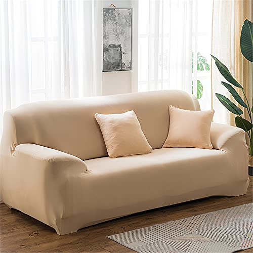 Surwin Sofabezug Sofa Überwürfe 1 2 3 4 Sitzer, Muster Elastische Universal Sofahusse Sofa Abdeckung Stretch Schonbezug Couchbezug für Armlehnen Sofa (Creme Farben,1 Sitzer (90-140cm)) von Surwin