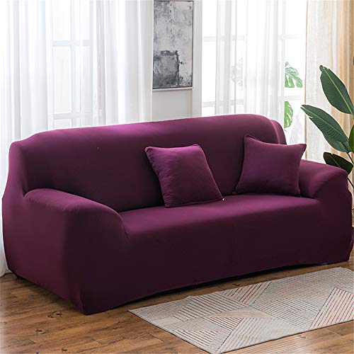 Surwin Sofabezug Sofa Überwürfe 1 2 3 4 Sitzer, Muster Elastische Universal Sofahusse Sofa Abdeckung Stretch Schonbezug Couchbezug für Armlehnen Sofa (Dunkelviolett,1 Sitzer (90-140cm)) von Surwin