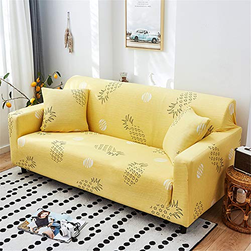 Surwin Sofabezug Sofa Überwürfe 1 2 3 4 Sitzer, Muster Elastische Universal Sofahusse Sofa Abdeckung Stretch Schonbezug Couchbezug für Armlehnen Sofa (Gelb,2 Sitzer (145-185cm)) von Surwin