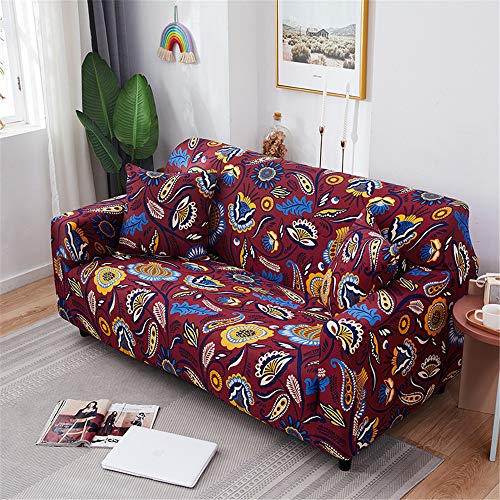 Surwin Sofabezug Sofa Überwürfe 1 2 3 4 Sitzer, Muster Elastische Universal Sofahusse Sofa Abdeckung Stretch Schonbezug Couchbezug für Armlehnen Sofa (Retro,2 Sitzer (145-185cm)) von Surwin