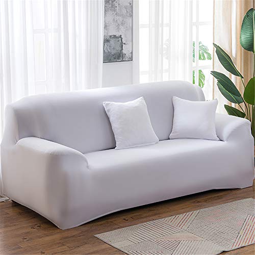 Surwin Sofabezug Sofa Überwürfe 1 2 3 4 Sitzer, Muster Elastische Universal Sofahusse Sofa Abdeckung Stretch Schonbezug Couchbezug für Armlehnen Sofa (Weiß,1 Sitzer (90-140cm)) von Surwin