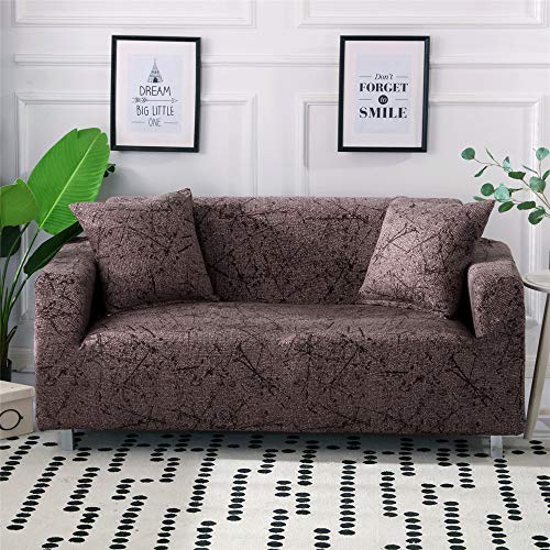 Surwin Sofabezug Sofa Überwürfe 1 2 3 4 Sitzer, Muster Elastische Universal Sofahusse Sofa Abdeckung Stretch Schonbezug Couchbezug für Armlehnen Sofa (braun,1 Sitzer (90-140cm)) von Surwin