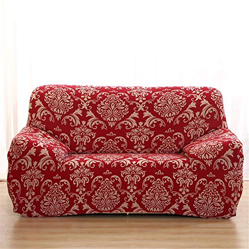 Surwin Sofabezug Sofa Überwürfe 1 2 3 4 Sitzer, Muster Elastische Universal Sofahusse Sofa Abdeckung Stretch Schonbezug Couchbezug für Armlehnen Sofa (rot,1 Sitzer (90-140cm)) von Surwin