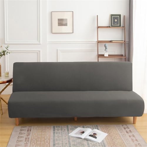 Surwin Sofabezug ohne Armlehnen 2/3 Sitzer, Einfarbig Stretch Armlose Clic Clac Sofabettüberzug Sofahusse Schonbezug Protector für Klappcouch Schlafsofa Wohnzimmer Deko (Dunkelgrau,160-190cm) von Surwin