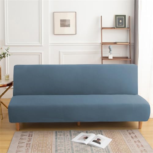 Surwin Sofabezug ohne Armlehnen 2/3 Sitzer, Einfarbig Stretch Armlose Clic Clac Sofabettüberzug Sofahusse Schonbezug Protector für Klappcouch Schlafsofa Wohnzimmer Deko (Dunst blau,160-190cm) von Surwin