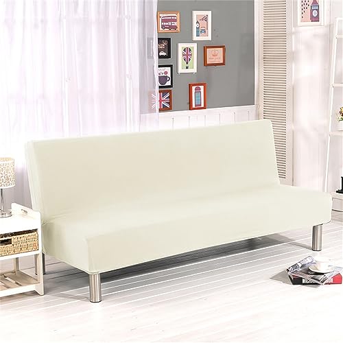 Surwin Sofabezug ohne Armlehnen Einfarbig Stretch Armlose Sofabettüberzug Antirutsch Clic Clac Sofahusse Schonbezug Protector für Klappcouch Schlafsofa Minimalismus (2 Sitzer,Weiss) von Surwin
