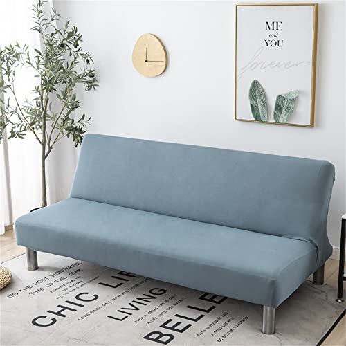 Surwin Sofabezug ohne Armlehnen Stretch Armlose Sofabettüberzug Antirutsch Clic Clac Sofahusse Schonbezug Protector für Klappcouch Schlafsofa mit 2-3 Sitzplätzen, 20 Farben (190-220cm,Grau Blau) von Surwin