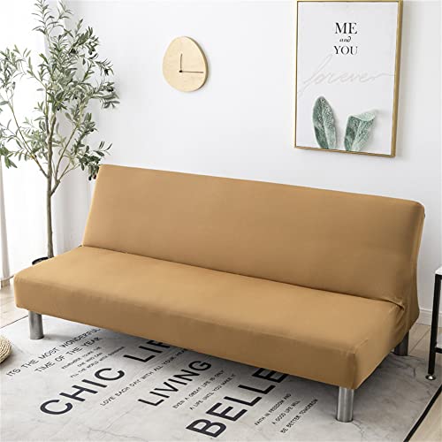 Surwin Sofabezug ohne Armlehnen Stretch Armlose Sofabettüberzug Antirutsch Clic Clac Sofahusse Schonbezug Protector für Klappcouch Schlafsofa mit 2-3 Sitzplätzen, 20 Farben (190-220cm,Kamel) von Surwin