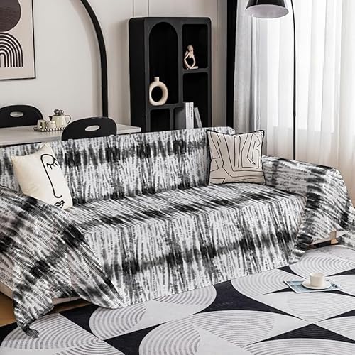 Surwin Sofadecke Anti-Staub Universelle Sofa Überzug Vielseitige rutschfeste Sofa Cover Decke 1 2 3 4 Sitzer Couch Überzug L Form Sofabezug Ecksofa (Abstrakt Schwarz,180x230cm) von Surwin