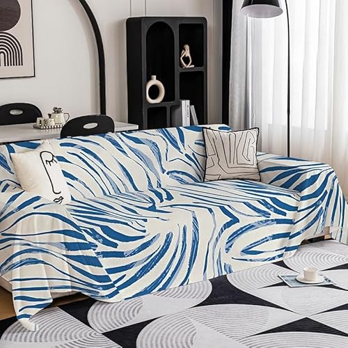 Surwin Sofadecke Anti-Staub Universelle Sofa Überzug Vielseitige rutschfeste Sofa Cover Decke 1 2 3 4 Sitzer Couch Überzug L Form Sofabezug Ecksofa (Cremeblau,180x260cm) von Surwin