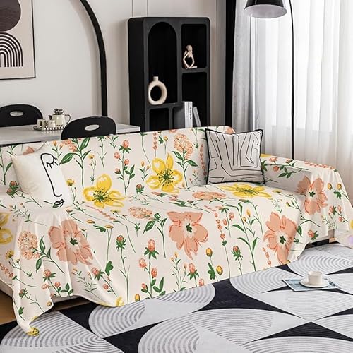 Surwin Sofadecke Anti-Staub Universelle Sofa Überzug Vielseitige rutschfeste Sofa Cover Decke 1 2 3 4 Sitzer Couch Überzug L Form Sofabezug Ecksofa (Cremefarben,180x300cm) von Surwin