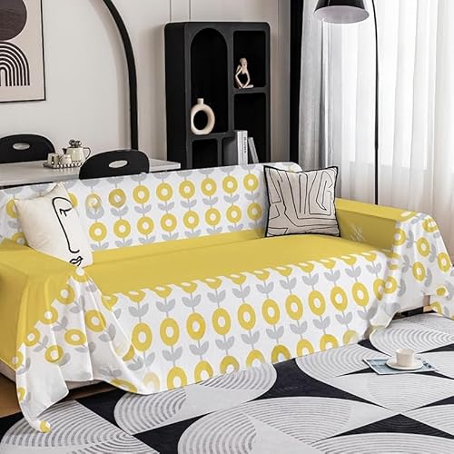 Surwin Sofadecke Anti-Staub Universelle Sofa Überzug Vielseitige rutschfeste Sofa Cover Decke 1 2 3 4 Sitzer Couch Überzug L Form Sofabezug Ecksofa (Hellgelb,180x200cm) von Surwin