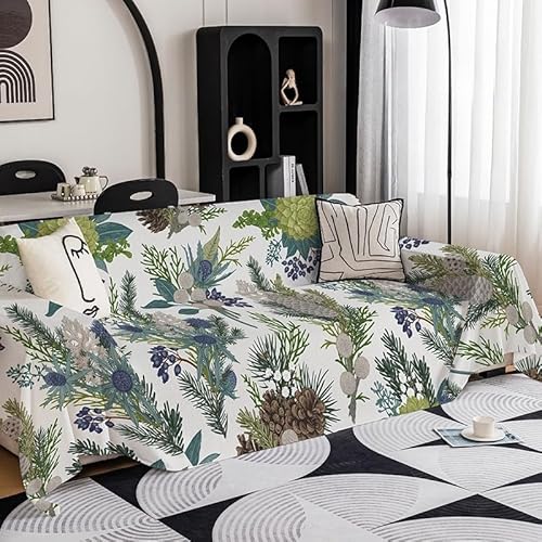 Surwin Sofadecke Anti-Staub Universelle Sofa Überzug Vielseitige rutschfeste Sofa Cover Decke 1 2 3 4 Sitzer Couch Überzug L Form Sofabezug Ecksofa (Tannenzapfen,180x340cm) von Surwin