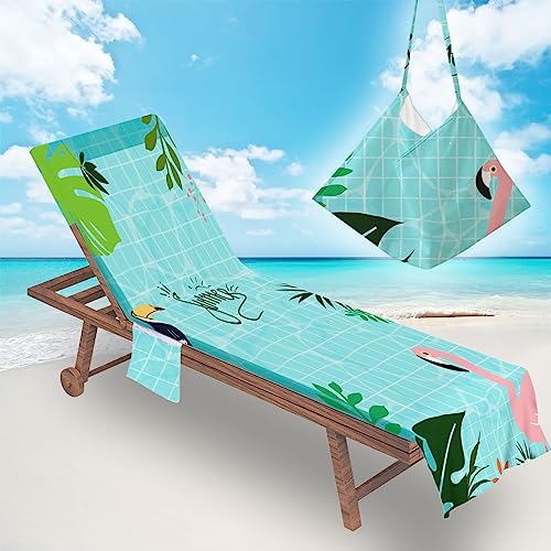 Surwin Sommer Schonbezug Für Gartenliege Strandliegenauflage Frottee Liegenauflage Stuhl Strandtuch Sun Lounger Bezug mit tasche Sporthandtuch für Schwimmen Strand (75x210cm,Flamingo) von Surwin