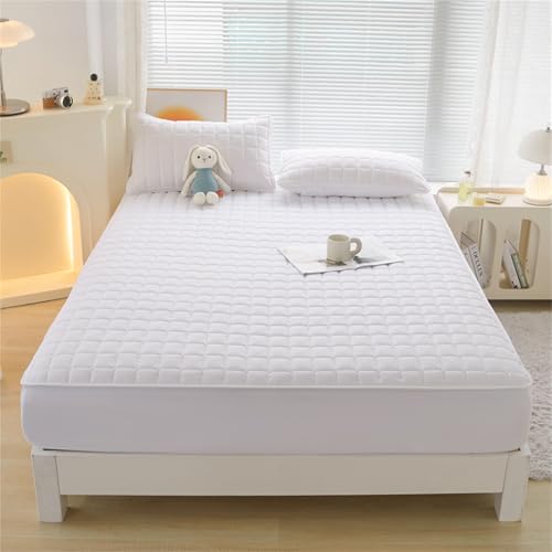 Surwin Spannbettlaken, Wasserdicht Gesteppt Spannbetttücher Elastisch Bettlaken, 25-30cm Steghöhe, Weiche Spannbetttuch Spannleintuch (180x200cm,Weiß) von Surwin