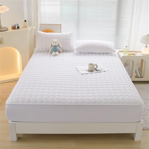 Surwin Spannbettlaken, Wasserdicht Gesteppt Spannbetttücher Elastisch Bettlaken, 28cm Steghöhe, Weiche Spannbetttuch Spannleintuch (150x200cm,Weiß) von Surwin