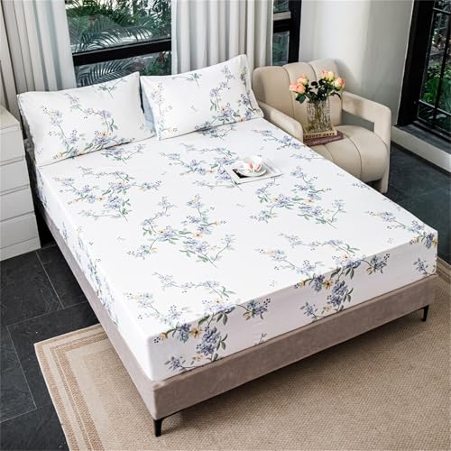 Surwin Spannbettlaken Schlichter Europäischer Stil, Spannbetttücher Elastisch Bettlaken, 25cm Steghöhe, Weiche Spannbetttuch Mikrofaser Spannleintuch (200x200cm+25cm,Weiß) von Surwin