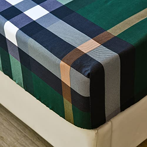 Surwin Spannbettlaken Spannbetttuch Boxspringbett, Mikrofaser Weiche Matratzenbezug Steghöhe bis 27 cm, mit Rundum Elastischem Gummiband für Einzelbett Doppelbett (Grünes Tartan,180x200x27cm) von Surwin