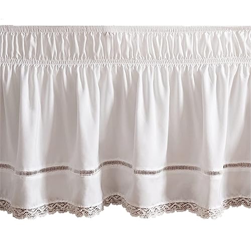 Surwin Spitze Betthusse Ruffle Bettrock Rüschen Elastischer Bett Rock Bettvolant Gerüschter Bed Skirt Wrap Around Bettrock Husse Röcke Keine Bettoberfläche Bett Bettgestein (135x200x38cm,Weiss) von Surwin