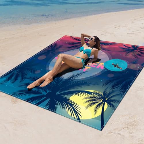Surwin Stranddecke Sandfrei Wasserdicht, XXL Groß Strandmatte Faltbar Ultraleicht und Tragbar Picknickdecke für Strand, Camping, Outdoor (150x150cm,Abendmond) von Surwin
