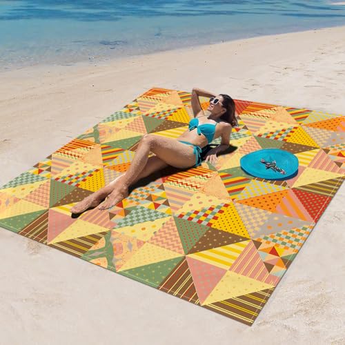 Surwin Stranddecke Sandfrei Wasserdicht, XXL Groß Strandmatte Faltbar Ultraleicht und Tragbar Picknickdecke für Strand, Camping, Outdoor (150x150cm,Eleganter Klassiker B) von Surwin