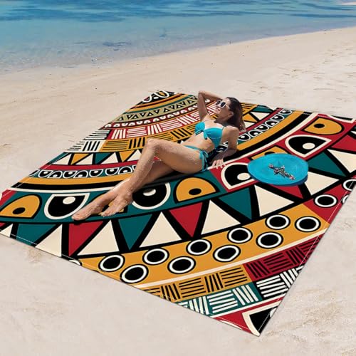 Surwin Stranddecke Sandfrei Wasserdicht, XXL Groß Strandmatte Faltbar Ultraleicht und Tragbar Picknickdecke für Strand, Camping, Outdoor (150x150cm,Retro-Eleganz A) von Surwin