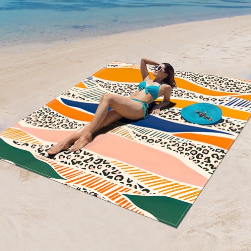 Surwin Stranddecke Sandfrei Wasserdicht, XXL Groß Strandmatte Faltbar Ultraleicht und Tragbar Picknickdecke für Strand, Camping, Outdoor (150x150cm,Schicker Klassiker 5) von Surwin