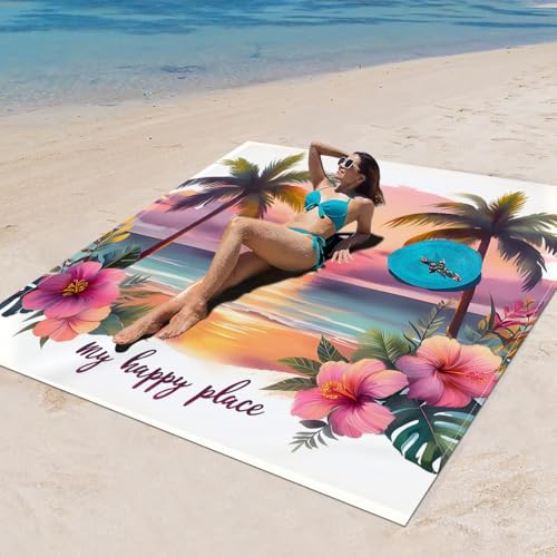 Surwin Stranddecke Sandfrei Wasserdicht, XXL Groß Strandmatte Faltbar Ultraleicht und Tragbar Picknickdecke für Strand, Camping, Outdoor (150x150cm,Stilmuster 22) von Surwin