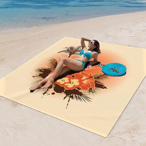 Surwin Stranddecke Sandfrei Wasserdicht, XXL Groß Strandmatte Faltbar Ultraleicht und Tragbar Picknickdecke für Strand, Camping, Outdoor (150x150cm,Stilmuster 70) von Surwin