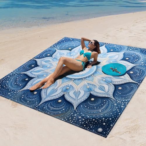 Surwin Stranddecke Sandfrei Wasserdicht, XXL Groß Strandmatte Faltbar Ultraleicht und Tragbar Picknickdecke für Strand, Camping, Outdoor (150x150cm,Stilmuster 75) von Surwin