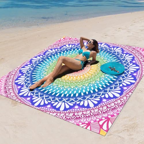 Surwin Stranddecke Sandfrei Wasserdicht, XXL Groß Strandmatte Faltbar Ultraleicht und Tragbar Picknickdecke für Strand, Camping, Outdoor (150x150cm,Stilmuster 83) von Surwin