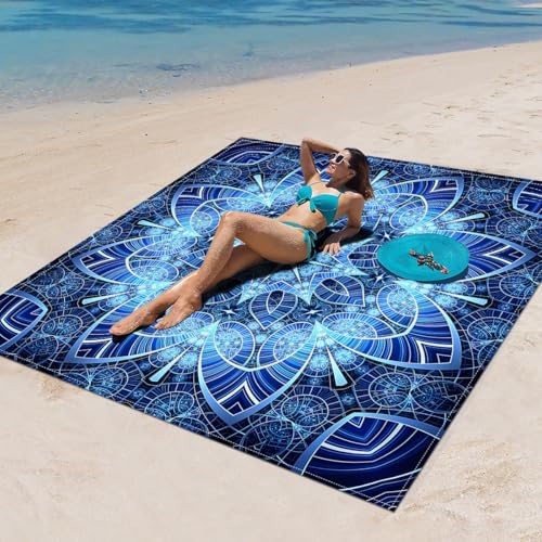 Surwin Stranddecke Sandfrei Wasserdicht, XXL Groß Strandmatte Faltbar Ultraleicht und Tragbar Picknickdecke für Strand, Camping, Outdoor (150x150cm,Stilmuster 89) von Surwin