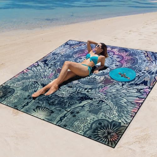 Surwin Stranddecke Sandfrei Wasserdicht, XXL Groß Strandmatte Faltbar Ultraleicht und Tragbar Picknickdecke für Strand, Camping, Outdoor (150x150cm,Stilmuster 92) von Surwin