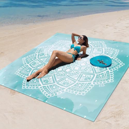 Surwin Stranddecke Sandfrei Wasserdicht, XXL Groß Strandmatte Faltbar Ultraleicht und Tragbar Picknickdecke für Strand, Camping, Outdoor (150x150cm,Stilmuster 93) von Surwin