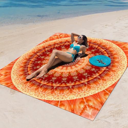 Surwin Stranddecke Sandfrei Wasserdicht, XXL Groß Strandmatte Faltbar Ultraleicht und Tragbar Picknickdecke für Strand, Camping, Outdoor (150x150cm,Stilmuster 97) von Surwin