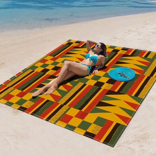 Surwin Stranddecke Sandfrei Wasserdicht, XXL Groß Strandmatte Faltbar Ultraleicht und Tragbar Picknickdecke für Strand, Camping, Outdoor (180x180cm,Eleganter Klassiker A) von Surwin