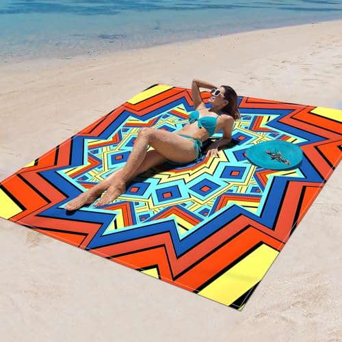 Surwin Stranddecke Sandfrei Wasserdicht, XXL Groß Strandmatte Faltbar Ultraleicht und Tragbar Picknickdecke für Strand, Camping, Outdoor (180x180cm,Klassischer Stil 2) von Surwin