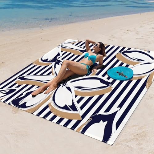 Surwin Stranddecke Sandfrei Wasserdicht, XXL Groß Strandmatte Faltbar Ultraleicht und Tragbar Picknickdecke für Strand, Camping, Outdoor (180x180cm,Stilmuster 38) von Surwin