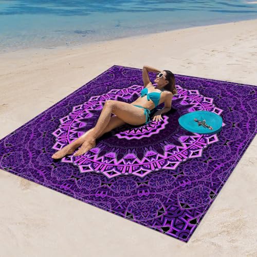 Surwin Stranddecke Sandfrei Wasserdicht, XXL Groß Strandmatte Faltbar Ultraleicht und Tragbar Picknickdecke für Strand, Camping, Outdoor (180x180cm,Stilmuster 63) von Surwin