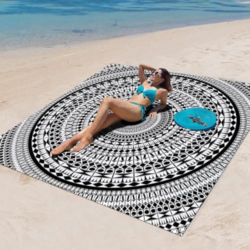 Surwin Stranddecke Sandfrei Wasserdicht, XXL Groß Strandmatte Faltbar Ultraleicht und Tragbar Picknickdecke für Strand, Camping, Outdoor (180x180cm,Stilmuster 64) von Surwin