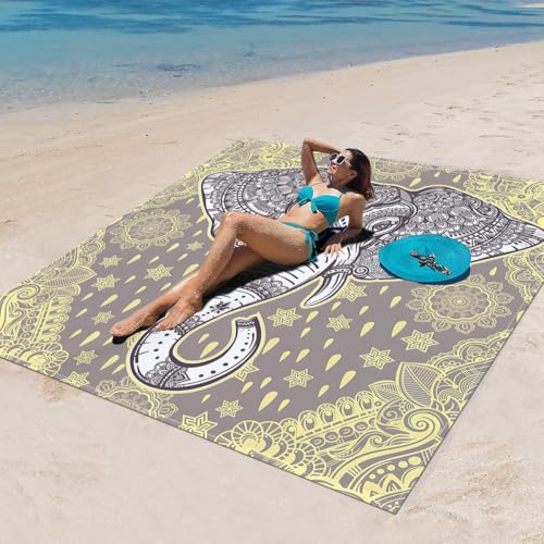Surwin Stranddecke Sandfrei Wasserdicht, XXL Groß Strandmatte Faltbar Ultraleicht und Tragbar Picknickdecke für Strand, Camping, Outdoor (180x180cm,Stilmuster 68) von Surwin