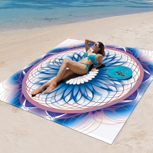 Surwin Stranddecke Sandfrei Wasserdicht, XXL Groß Strandmatte Faltbar Ultraleicht und Tragbar Picknickdecke für Strand, Camping, Outdoor (180x180cm,Stilmuster 77) von Surwin