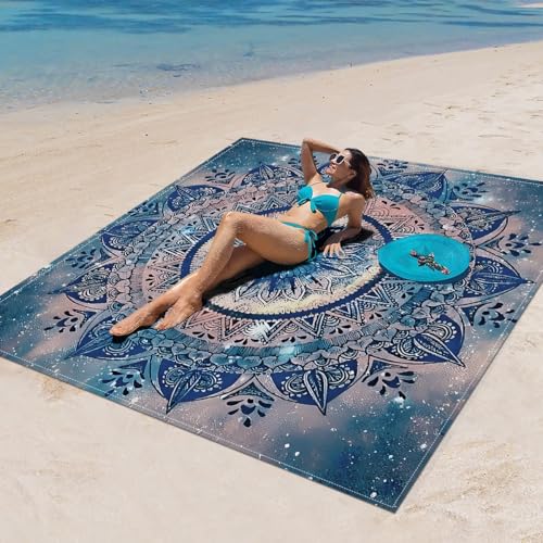 Surwin Stranddecke Sandfrei Wasserdicht, XXL Groß Strandmatte Faltbar Ultraleicht und Tragbar Picknickdecke für Strand, Camping, Outdoor (180x180cm,Stilmuster 78) von Surwin