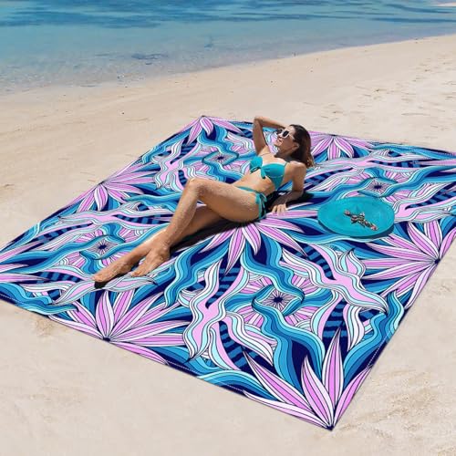 Surwin Stranddecke Sandfrei Wasserdicht, XXL Groß Strandmatte Faltbar Ultraleicht und Tragbar Picknickdecke für Strand, Camping, Outdoor (180x180cm,Stilmuster 79) von Surwin
