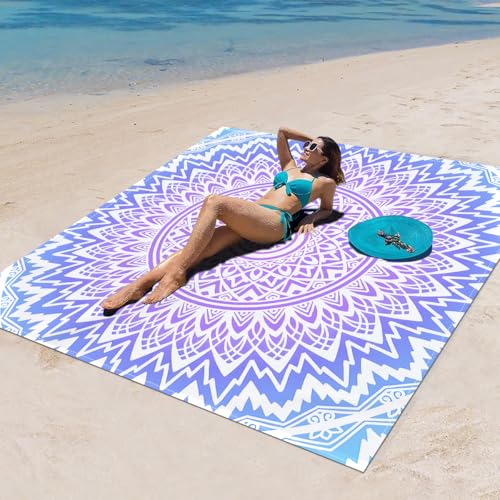 Surwin Stranddecke Sandfrei Wasserdicht, XXL Groß Strandmatte Faltbar Ultraleicht und Tragbar Picknickdecke für Strand, Camping, Outdoor (180x180cm,Stilmuster 82) von Surwin