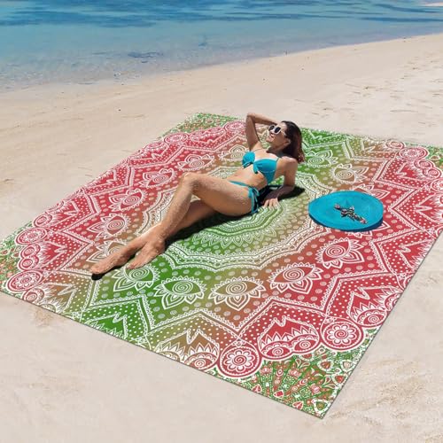 Surwin Stranddecke Sandfrei Wasserdicht, XXL Groß Strandmatte Faltbar Ultraleicht und Tragbar Picknickdecke für Strand, Camping, Outdoor (180x180cm,Stilmuster 86) von Surwin